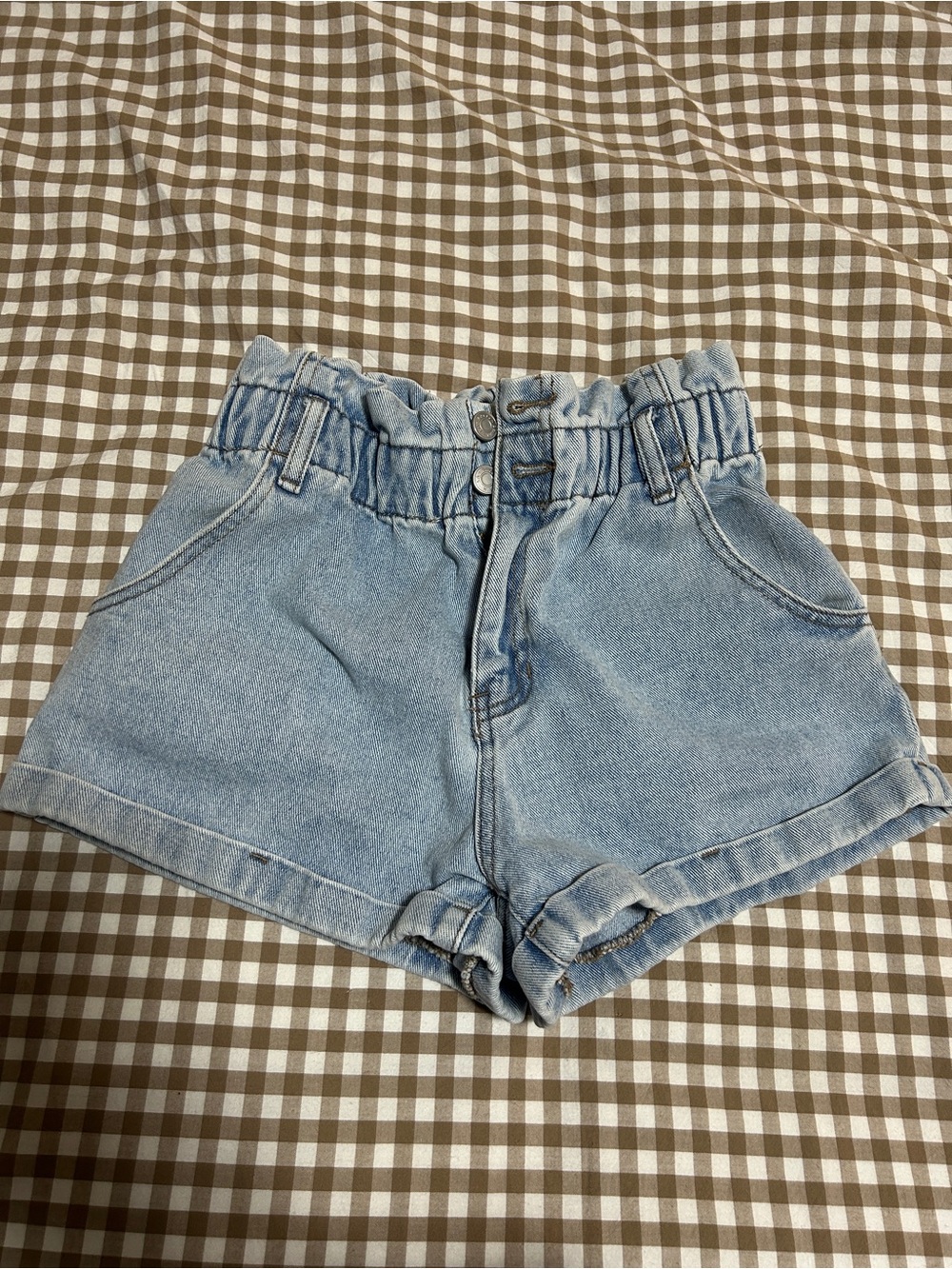 PacSun Light Wash Paperbag Denim Shorts